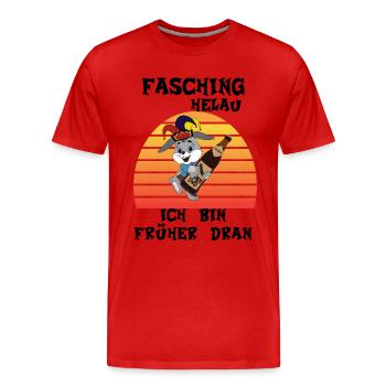 Fasching Helau, Osterhase feiert Karneval, Helau - Männer Premium Bio T-Shirt - Rot - Vorne - Damien (186cm)