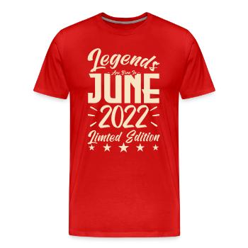 Geboren Juni 2022 Geburtstagsgeschenk 2022. - Männer Premium Bio T-Shirt - Rot - Vorne - Damien (186cm)