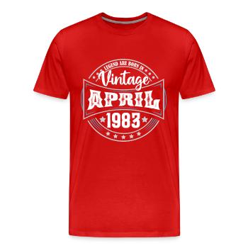 April 1983. Geburtstagsgeschenk April 1983 April - Männer Premium Bio T-Shirt - Rot - Vorne - Damien (186cm)