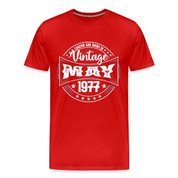 Mai 1977. Geburtstagsgeschenk Mai 1977. Mai - Männer Premium Bio T-Shirt - Rot - Vorne - Damien (186cm)