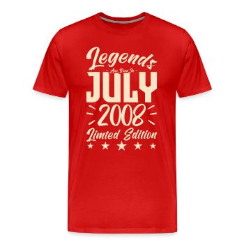 Born in July 2008. Birthday gift. - Men's Premium Organic T-Shirt - red - Front - Damien (186cm)