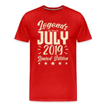 Born in July 2019. Birthday gift. - Men's Premium Organic T-Shirt - red - Front - Damien (186cm)