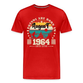 August 1964. Geburtstagsgeschenk August 1964. August - Männer Premium Bio T-Shirt - Rot - Vorne - Damien (186cm)
