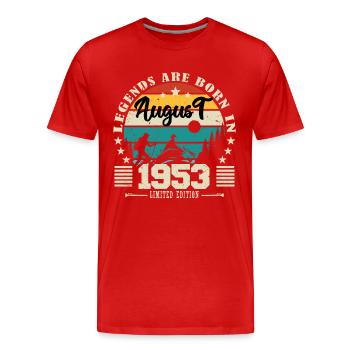 August 1953. Geburtstagsgeschenk August 1953. August - Männer Premium Bio T-Shirt - Rot - Vorne - Damien (186cm)