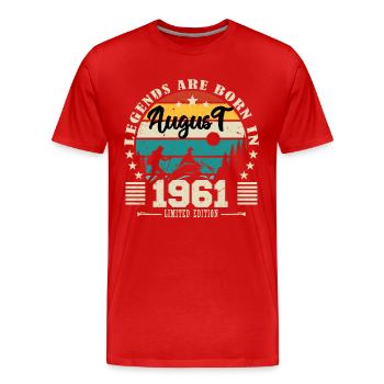 August 1961. Geburtstagsgeschenk August 1961. August - Männer Premium Bio T-Shirt - Rot - Vorne - Damien (186cm)