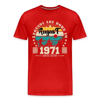 August 1971. Geburtstagsgeschenk August 1971. August - Männer Premium Bio T-Shirt - Rot - Vorne - Damien (186cm)
