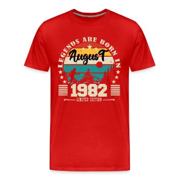 August 1982. Geburtstagsgeschenk August 1982. August - Männer Premium Bio T-Shirt - Rot - Vorne - Damien (186cm)
