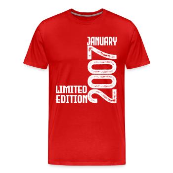 Januar 2007 Geburtstagsgeschenk. Januar 2007. - Männer Premium Bio T-Shirt - Rot - Vorne - Damien (186cm)