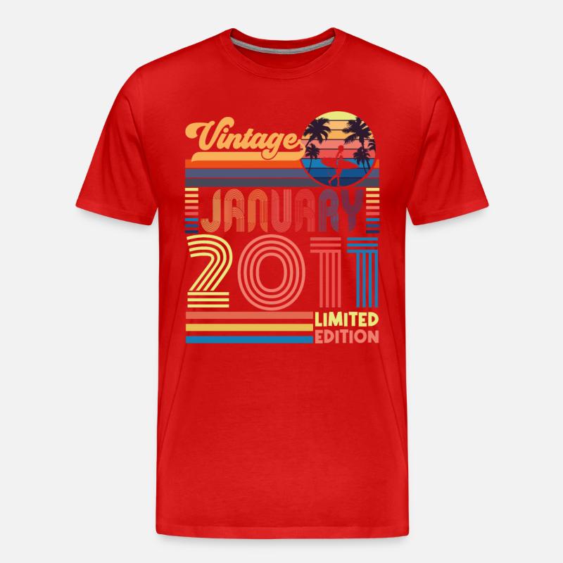 Jubiläum Januar 2011. Geschenk Januar 2011. - Männer Premium Bio T-Shirt - Rot