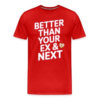 Mieux que votre ex et votre prochaine rupture Single Party - T-shirt bio Premium Homme - rouge - Devant - Damien (186cm)