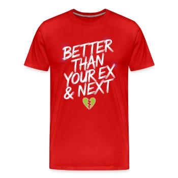 Mieux que votre ex et votre prochaine rupture Single Party - T-shirt bio Premium Homme - rouge - Devant - Damien (186cm)