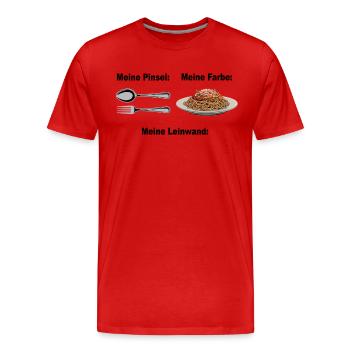 Spaghetti Bolognese Pinsel Farbe Leinwand Pasta - Männer Premium Bio T-Shirt - Rot - Vorne - Damien (186cm)