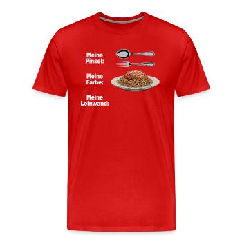Spaghetti Bolognese Pinsel Farbe Leinwand Pasta - Männer Premium Bio T-Shirt - Rot - Vorne - Damien (186cm)