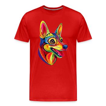 Jouet russe Terrier Chien Jouet russe Russkiy - T-shirt bio Premium Homme - rouge - Devant - Damien (186cm)
