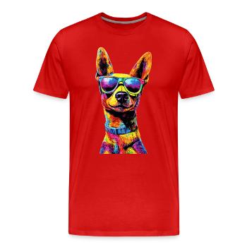 Jouet russe Terrier Chien Jouet russe Russkiy - T-shirt bio Premium Homme - rouge - Devant - Damien (186cm)