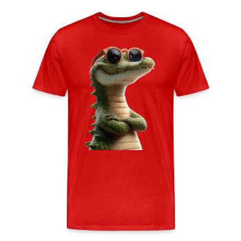 Krokodil Alligator Reptilien Kroko Liebe Krokodile - Männer Premium Bio T-Shirt - Rot - Vorne - Damien (186cm)