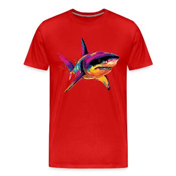 Shark Shark Tiger Shark Diver Cute Sharks Great White Shark - Men's Premium Organic T-Shirt - red - Front - Damien (186cm)