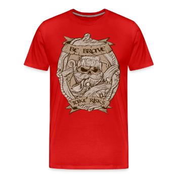 Crâne capitaine Vintage Design - T-shirt bio Premium Homme - rouge - Devant - Damien (186cm)