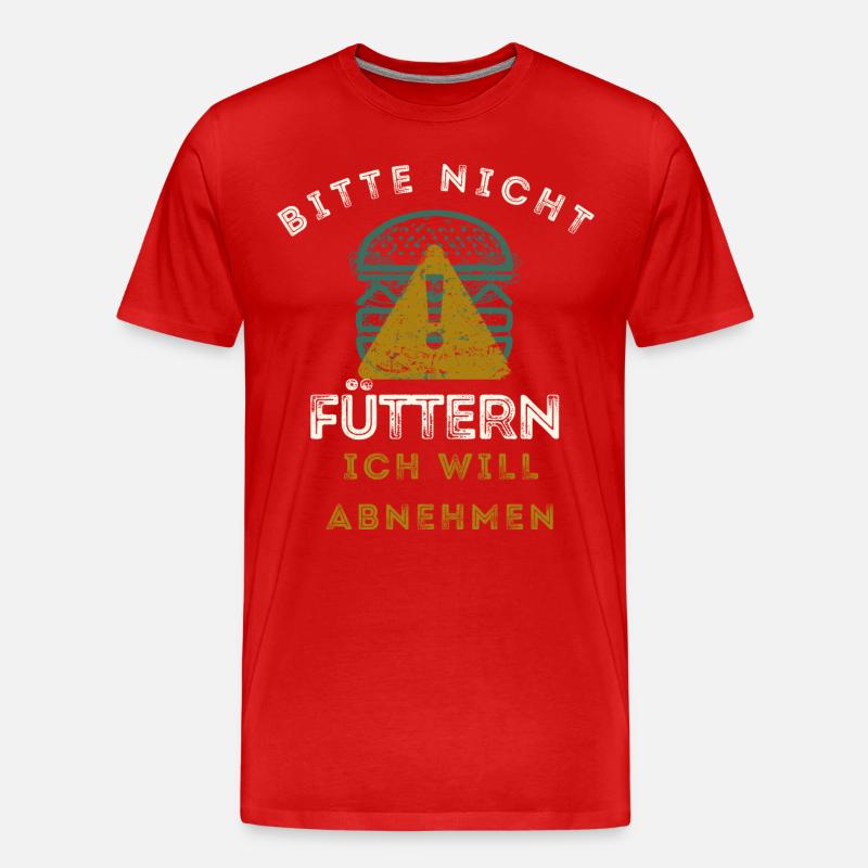 Bitte nicht füttern ich will abnehmen Lustiges - Männer Premium Bio T-Shirt - Rot