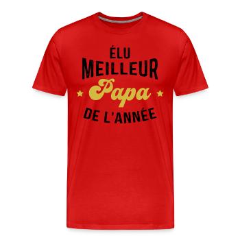 élu meilleur Papa de l'année - T-shirt bio Premium Homme - rouge - Devant - Damien (186cm)
