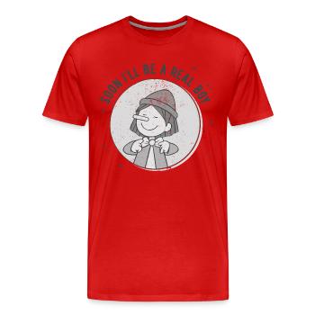 Pinocchio Real Boy Schwarz-Weiß - Männer Premium Bio T-Shirt - Rot - Vorne - Damien (186cm)