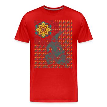 Thai Guerrier Regarder le soleil - T-shirt bio Premium Homme - rouge - Devant - Damien (186cm)