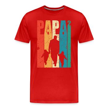 Papa Hoch 2 Dad Hoch 2 Kinder Zweifacher Vater - Männer Premium Bio T-Shirt - Rot - Vorne - Damien (186cm)