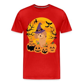 Caniche Halloween Costume Chien - T-shirt bio Premium Homme - rouge - Devant - Damien (186cm)
