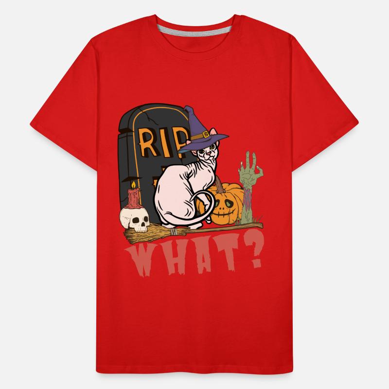 Mignon et effrayant chat d’Halloween Sphynx T-shirt bio Premium Homme