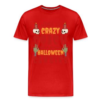 Creepy funny Halloween saying trainer - Men's Premium Organic T-Shirt - red - Front - Damien (186cm)