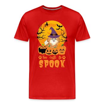 Cute Dwarf Spitz Halloween Costume Dog - Men's Premium Organic T-Shirt - red - Front - Damien (186cm)