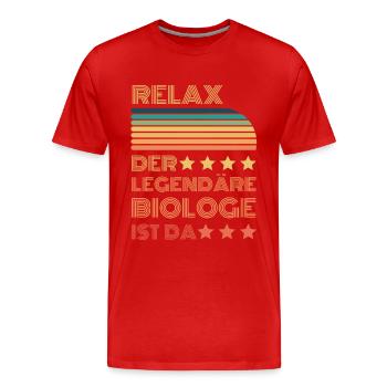 Relax der Legendäre Biologe ist hier Retro - Männer Premium Bio T-Shirt - Rot - Vorne - Damien (186cm)
