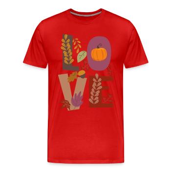 Love Love Autumn Gratitude Pumpkin - Men's Premium Organic T-Shirt - red - Front - Damien (186cm)