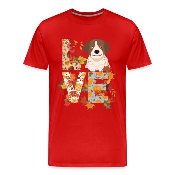 Pointer Dog Autumn Gratitude Love - Men's Premium Organic T-Shirt - red - Front - Damien (186cm)