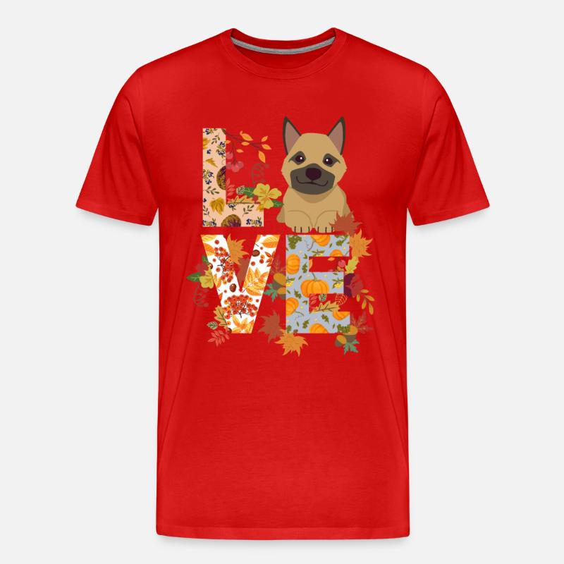Deutscher Schäferhund Herbst Dankbar Liebe - Männer Premium Bio T-Shirt - Rot