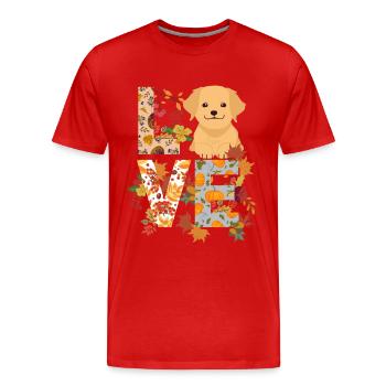 Golden Retriever Autumn Gratitude Love - Men's Premium Organic T-Shirt - red - Front - Damien (186cm)