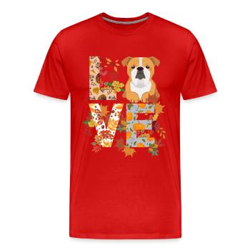 Bulldog Dog Autumn Gratitude Love - Men's Premium Organic T-Shirt - red - Front - Damien (186cm)