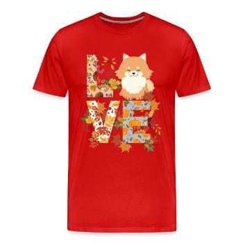 Zwergspitz Dog Autumn Gratitude Love - Men's Premium Organic T-Shirt - red - Front - Damien (186cm)