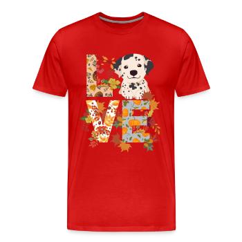 Dalmatian Dog Autumn Gratitude Love - Men's Premium Organic T-Shirt - red - Front - Damien (186cm)