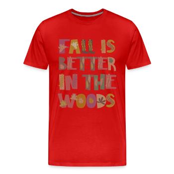 Forest in autumn Gratitude Leaves - Men's Premium Organic T-Shirt - red - Front - Damien (186cm)