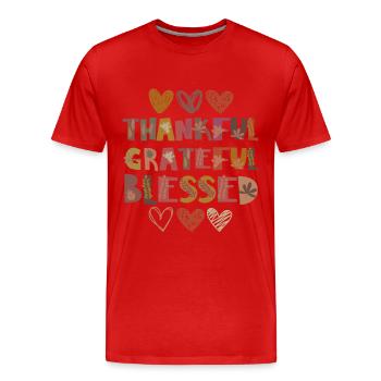 Thankful Grateful Blessed Autumn Gratitude - Men's Premium Organic T-Shirt - red - Front - Damien (186cm)