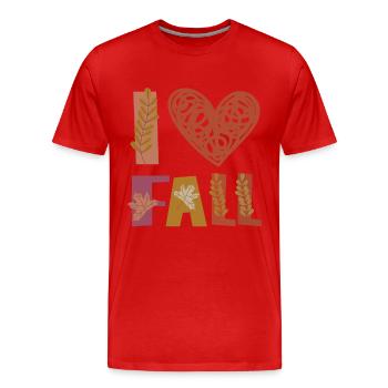 Love Love Autumn Gratitude Leaves - Men's Premium Organic T-Shirt - red - Front - Damien (186cm)