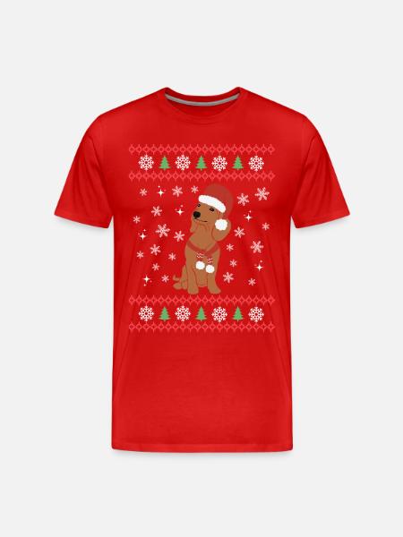 Teckel doux Noël Kawaii - T-shirt bio Premium Homme - rouge