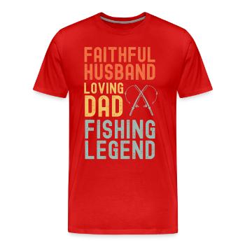 Mari Père Papa Pêcheur légendaire Légende de la pêche - T-shirt bio Premium Homme - rouge - Devant - Damien (186cm)