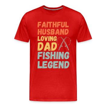 Mari Père Papa Pêcheur légendaire Légende de la pêche - T-shirt bio Premium Homme - rouge - Devant - Damien (186cm)