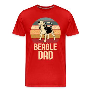 Beagle Papa Dog cute Beagle retro vintage - Men's Premium Organic T-Shirt - red - Front - Damien (186cm)