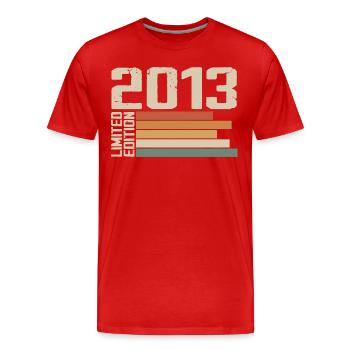 2013 Jahrgang - Retro 2013 Jubiläumsgeschenk 2013 - Männer Premium Bio T-Shirt - Rot - Vorne - Damien (186cm)