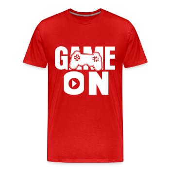 Playing computers - Men's Premium Organic T-Shirt - red - Front - Damien (186cm)