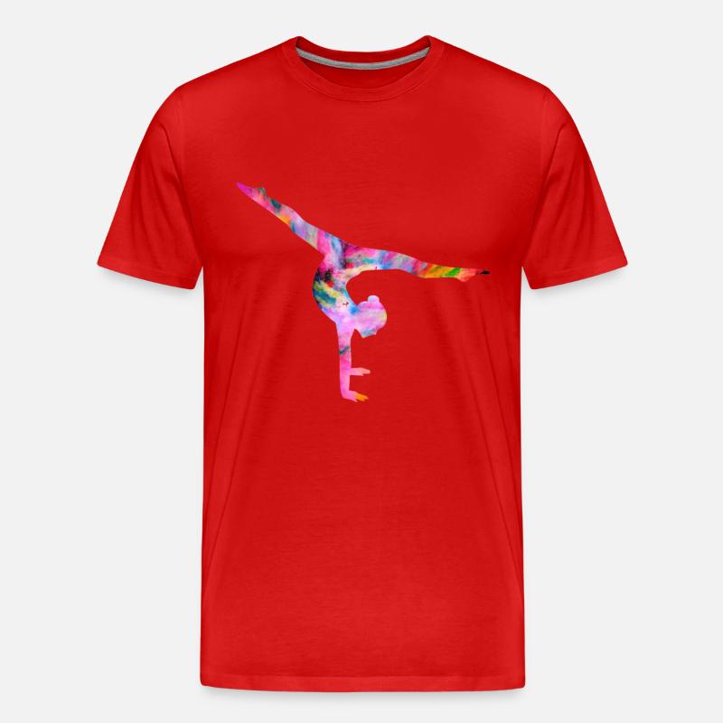 Turnen Handstand bunt - Männer Premium Bio T-Shirt - Rot