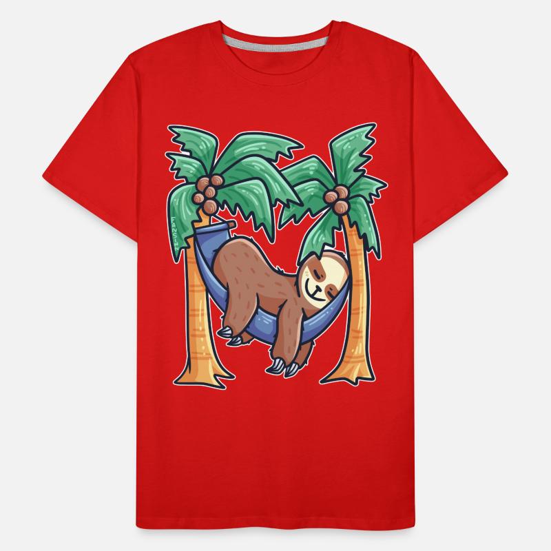 sleeping sloth in the hammock on palm trees Men's Premium Organic T-Shirt